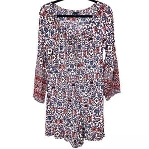 American Eagle AEO Long Sleeve Floral Romper Shorts Jumpsuit Viscose Size L